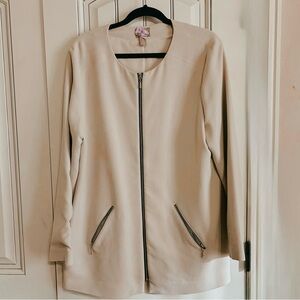 Chico's Zip-Front Cream Blazer with Pockets